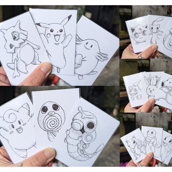 Set of 15 Pokemon ACEO Sketches
