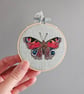 Peacock butterfly mini hoop, handmade hanging decoration, embroidered - Image 2