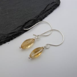 sterling silver earrings, citrine gemstone jewellery