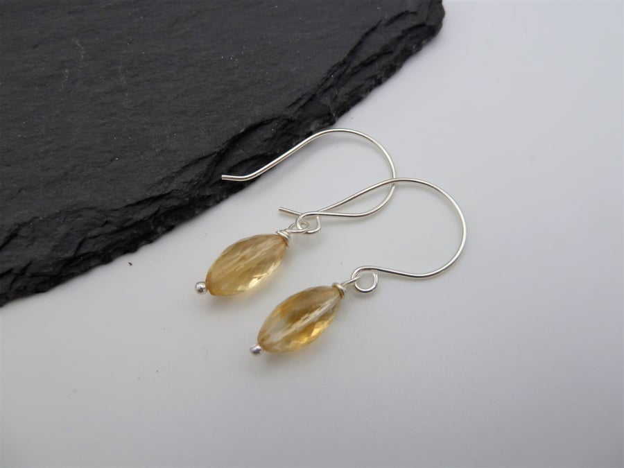 sterling silver earrings, citrine gemstone jewellery