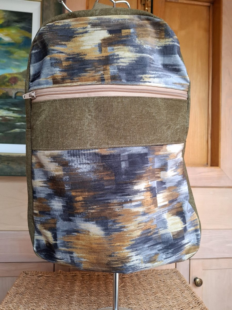 Khaki denim backpack