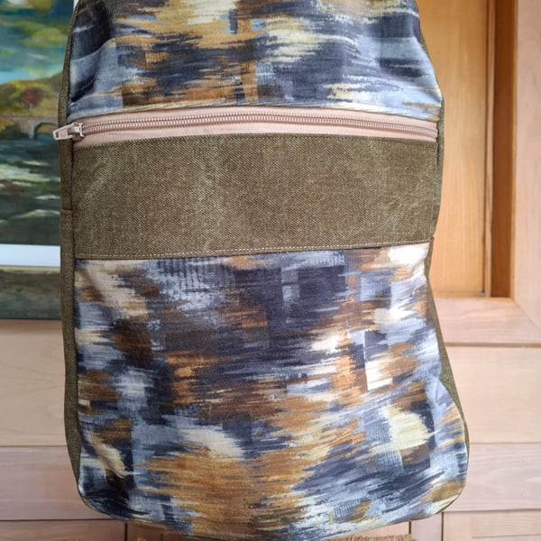 Khaki denim backpack