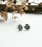 Sterling Silver Leaf Stud Earrings - Oxidised - Image 5