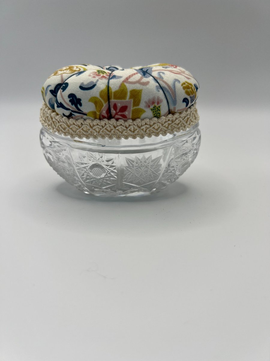 Vintage Upcycled Glass Decorative Pin Cushion