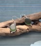 Olive Green Seaham Seaglass Dangling Earrings Sterling Silver 925 - Image 2