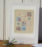 Hearts and Daisies mini 'patchwork' with embroidered daisies & applique hearts