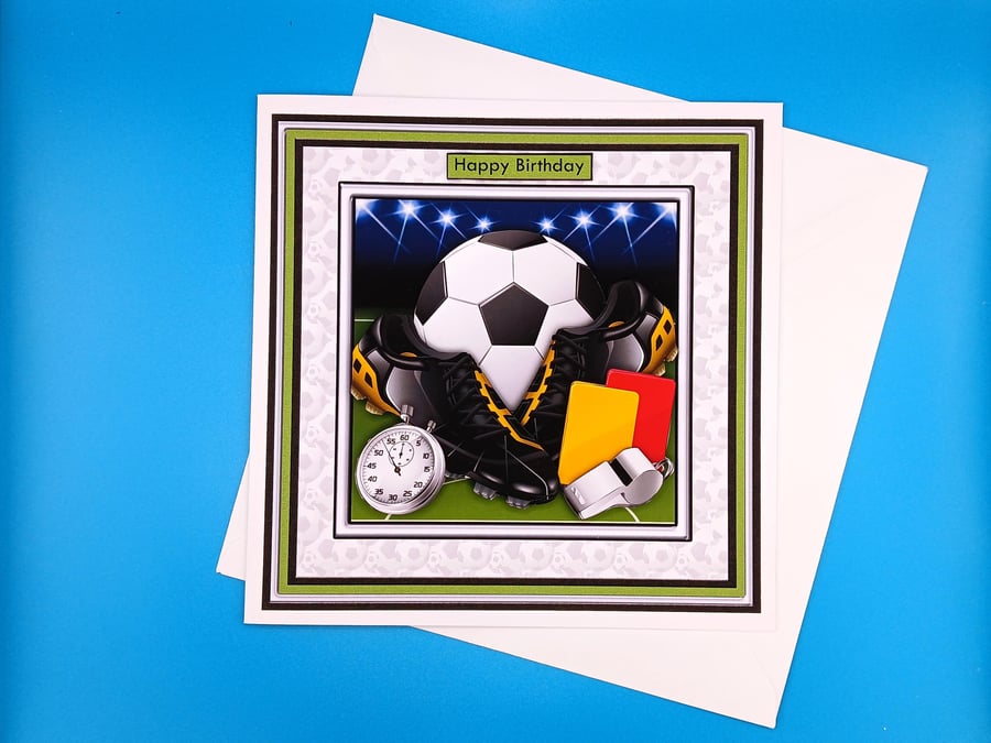Handmade Birthday Card, Football, Decoupage