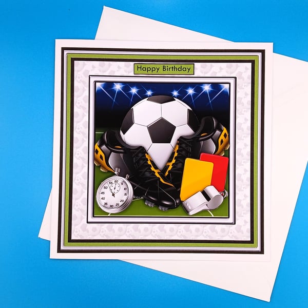 Handmade Birthday Card, Football, Decoupage