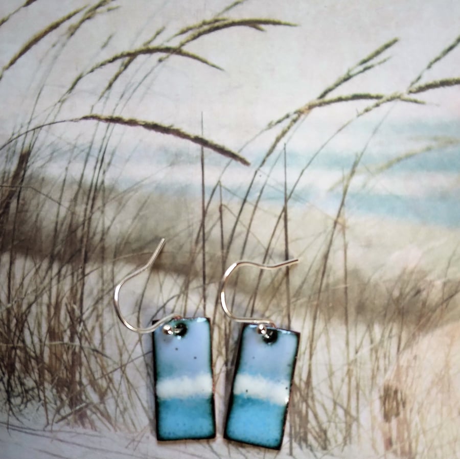 Rectangular striped earrings in enamelled copper 228