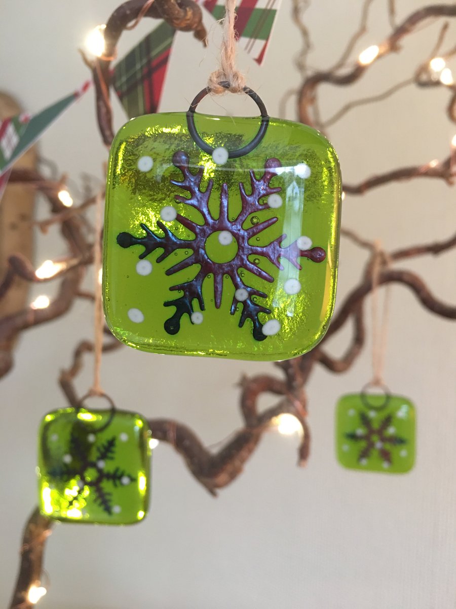 Fused Glass Xmas Decorations : Set of 3