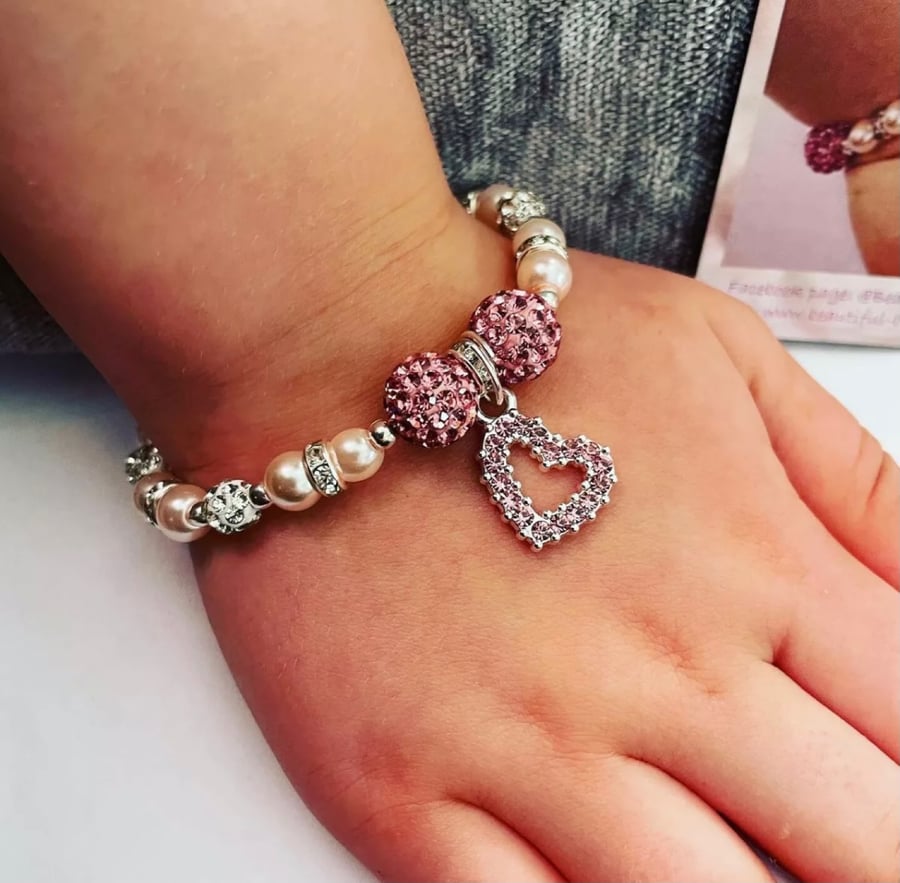 Beaded heart shop charm pandora