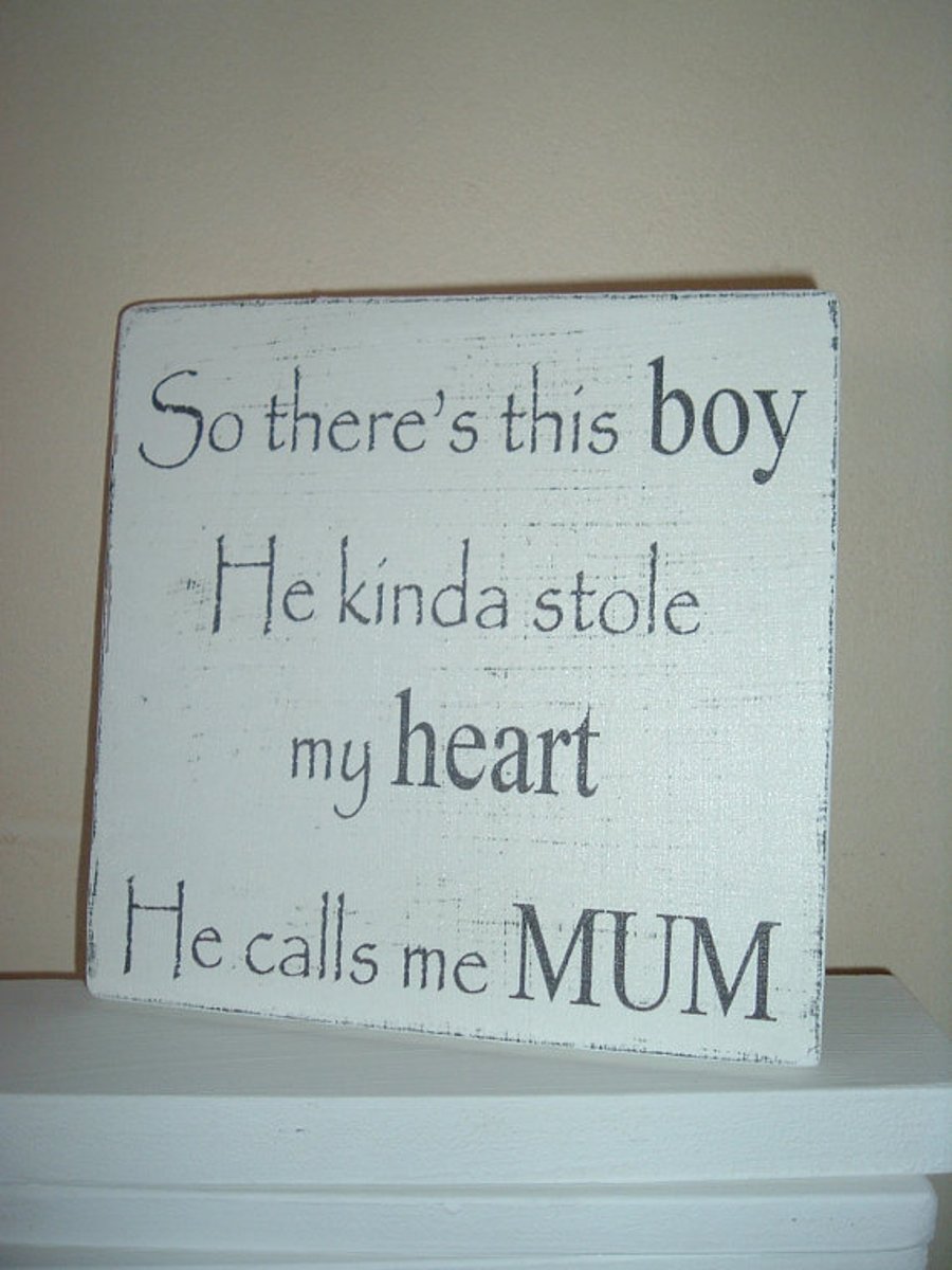 Shabby chic mum son sign plaque