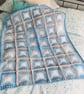 Blue tones patchwork blanket, crochet  - Image 1