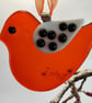 Orange Fused Glass Bird with Spotted Wing - Image 2