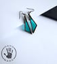 Marine blue stained glass dangle earrings, Unique jewellery for her - Image 2