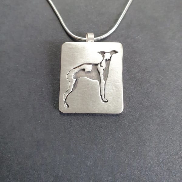 Black and white whippet necklace