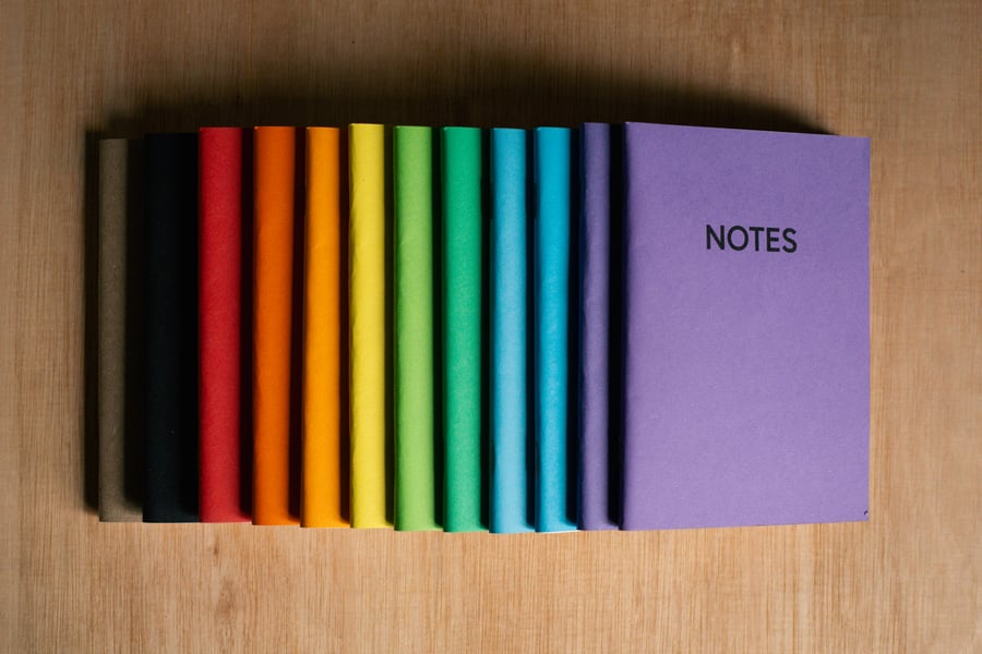 A6 Recycled Pocket Notebook - 12 Pack Rainbow Set