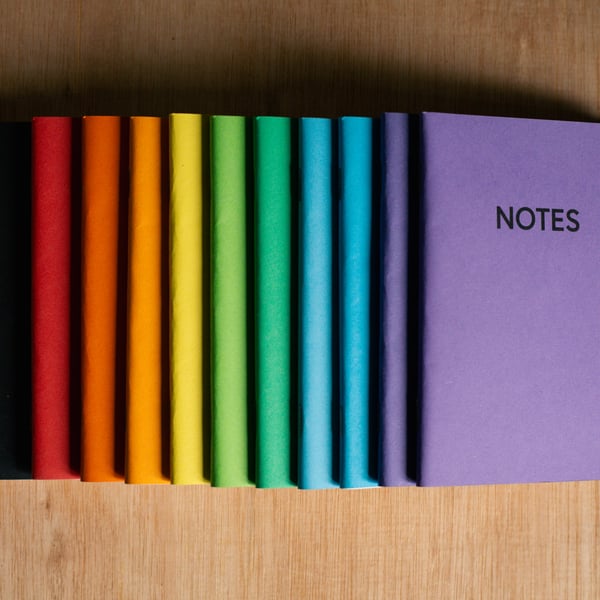A6 Recycled Pocket Notebook - 12 Pack Rainbow Set