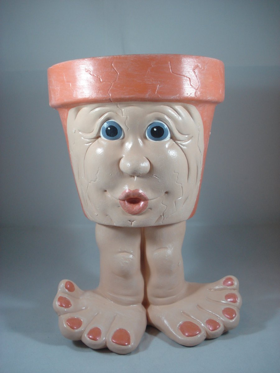 Ceramic Hand Painted Orange Novelty Garden Home Flower Herb Plant Pot Container.