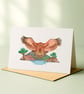 Golden Eagle, A6 giclée greetings card with recycled brown envelope