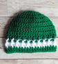 Emerald Green and White Crochet Baby Beanie Hat, 3 Styles and Size Choices - Image 5
