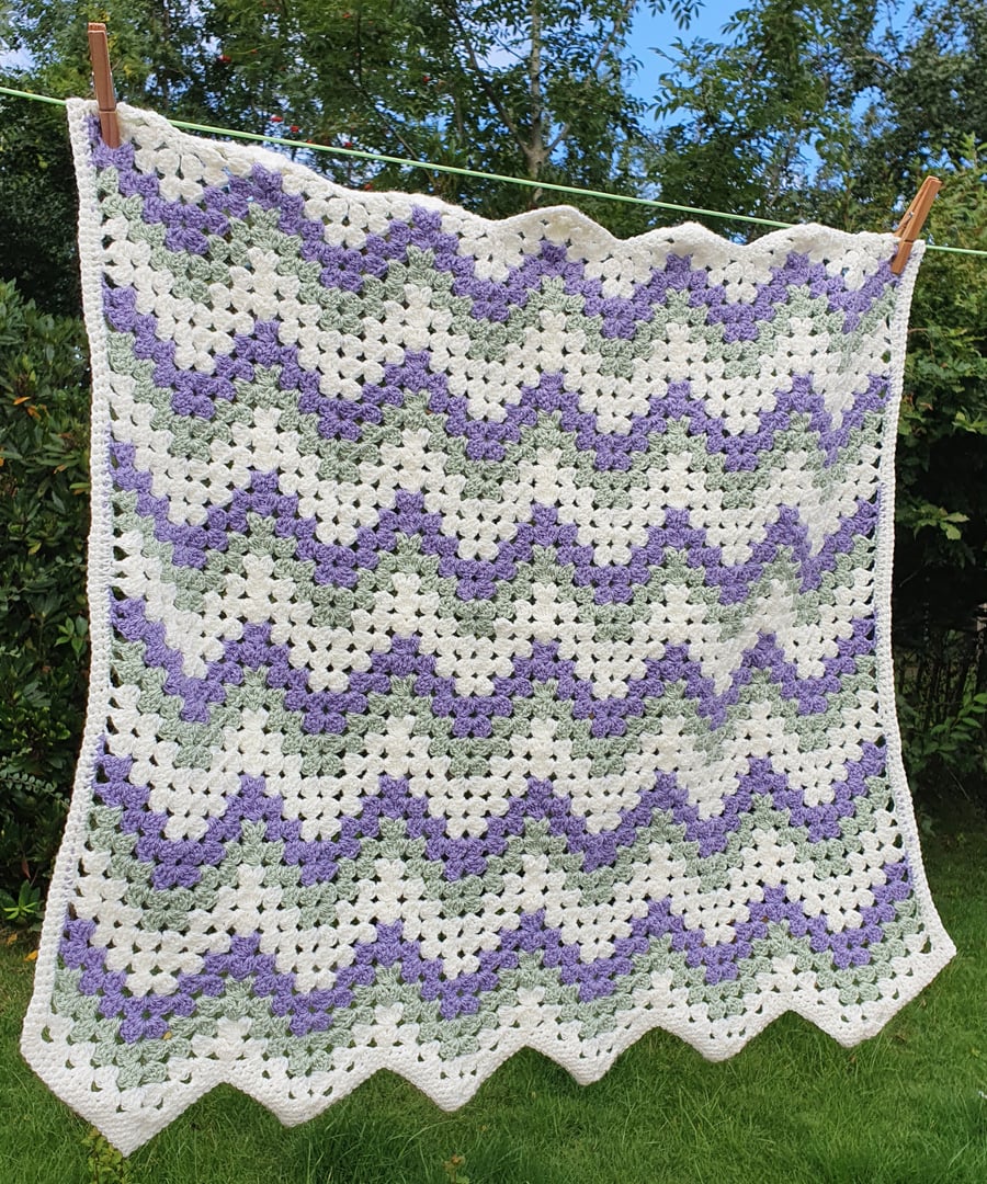 Crochet Lavender Field Baby Blanket 