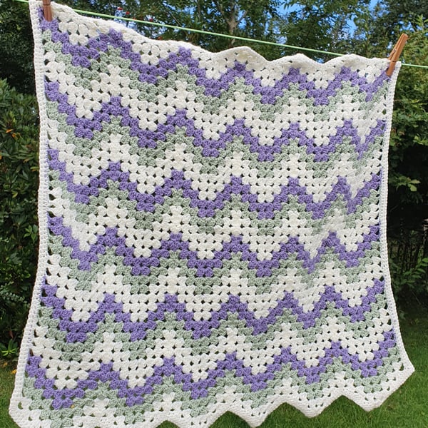 Crochet Lavender Field Baby Blanket 