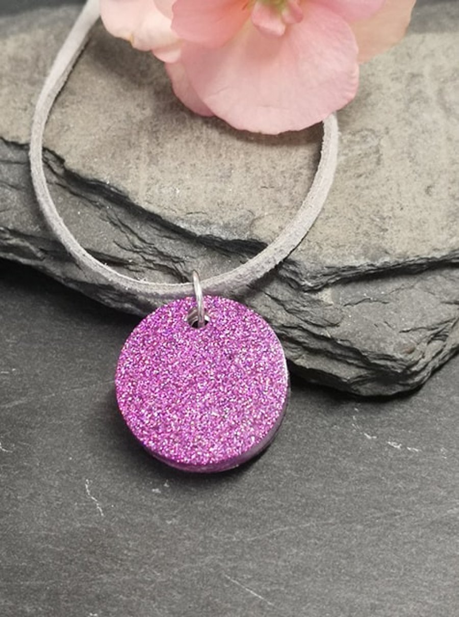 Hot Pink Pendant handmade resin