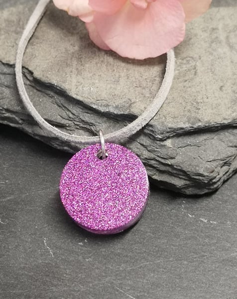 Hot Pink Pendant handmade resin