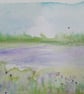 ,PHACELIA FIELDS , Original wildflower watercolour landscape 