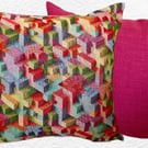 Cushion Cover: Tapestry Blocks design Pink reverse 17" (43cm)