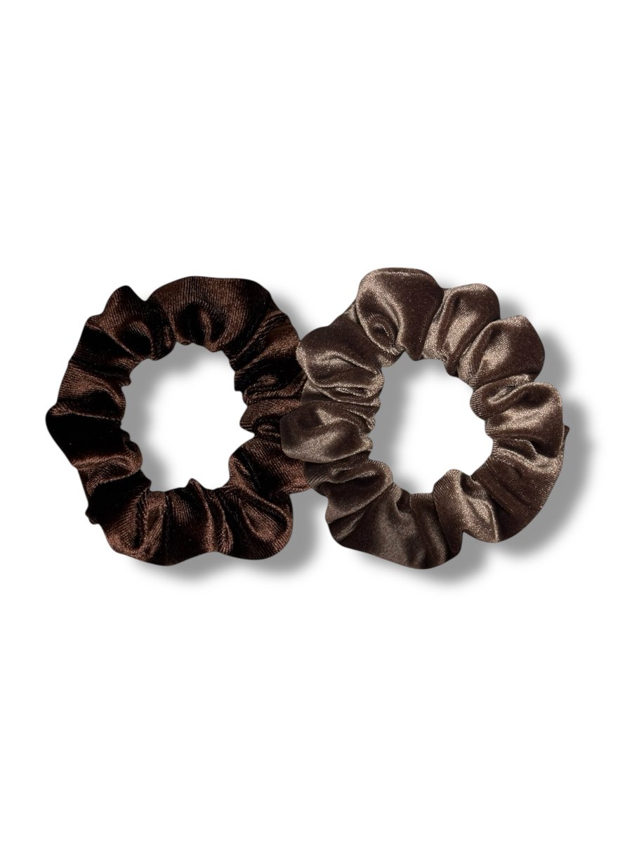 Set of 2 - Chocolate & Mocha Velvet Scrunchies - Regular