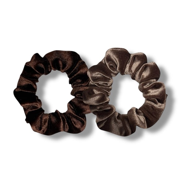Set of 2 - Chocolate & Mocha Velvet Scrunchies - Regular