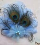 Pale Sky Blue Peacock Feather Regency Style Headpiece Fascinator