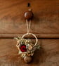 Mini dried flower handmade Strawflower and Eucalyptus festive wreath hanging