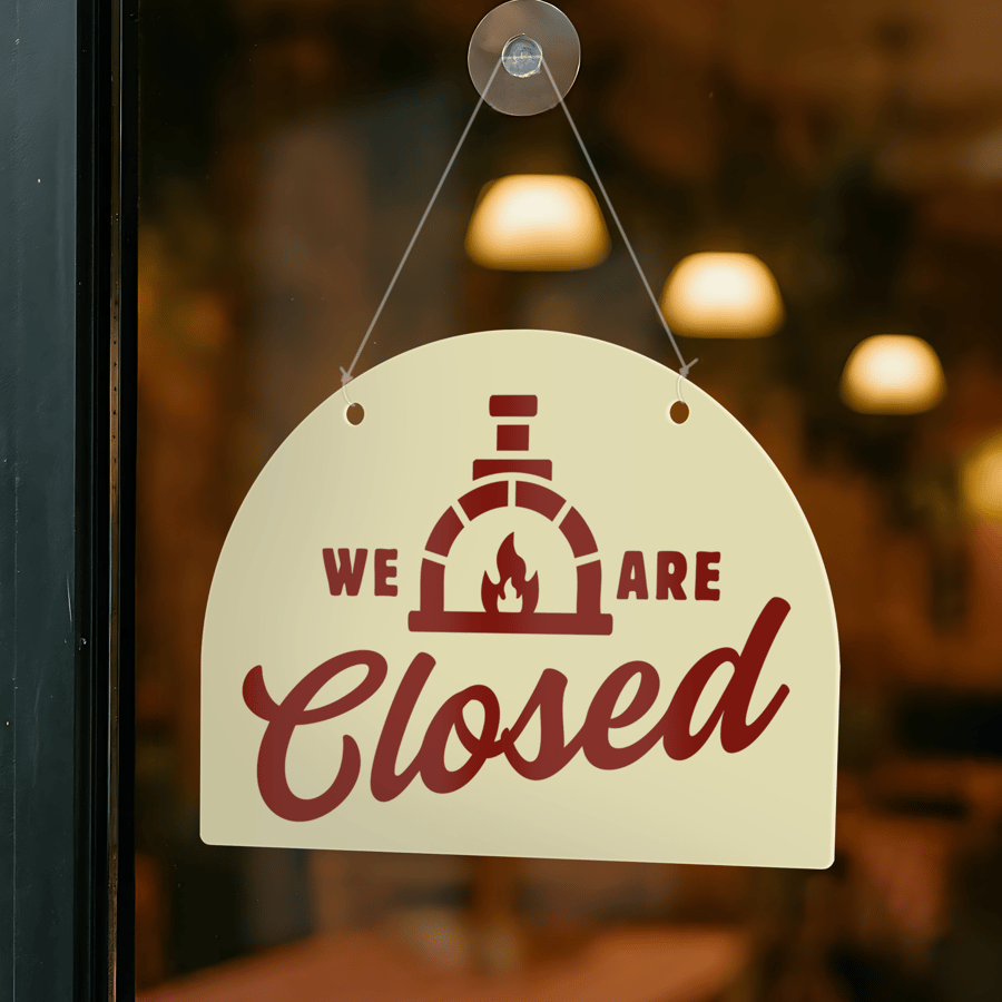 Pizza Shop Open & Closed Sign: Pizza Oven Sign for Pizzeria, Italian Restaurant