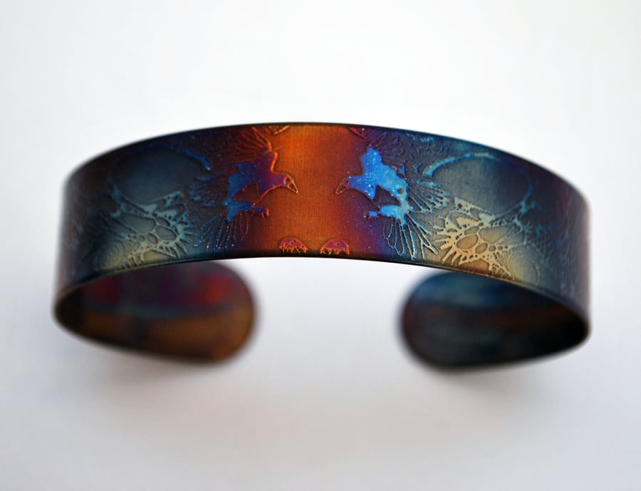 Surgical steel magpie Cuff, multicolured finish, slim