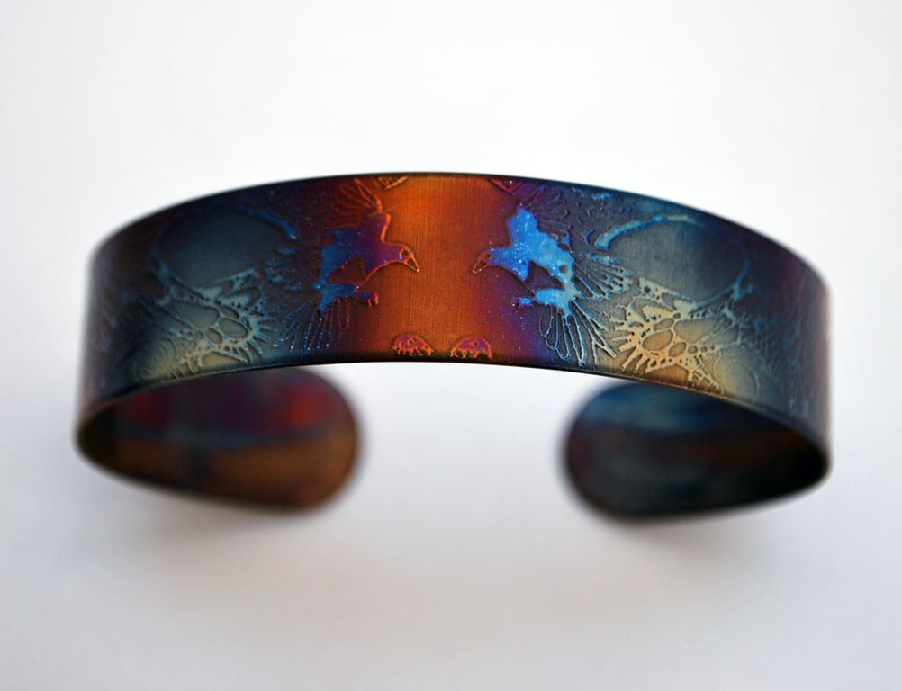 Surgical steel magpie Cuff, multicolured finish, slim