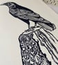 Sentinel Crow fine art lino print - Image 5