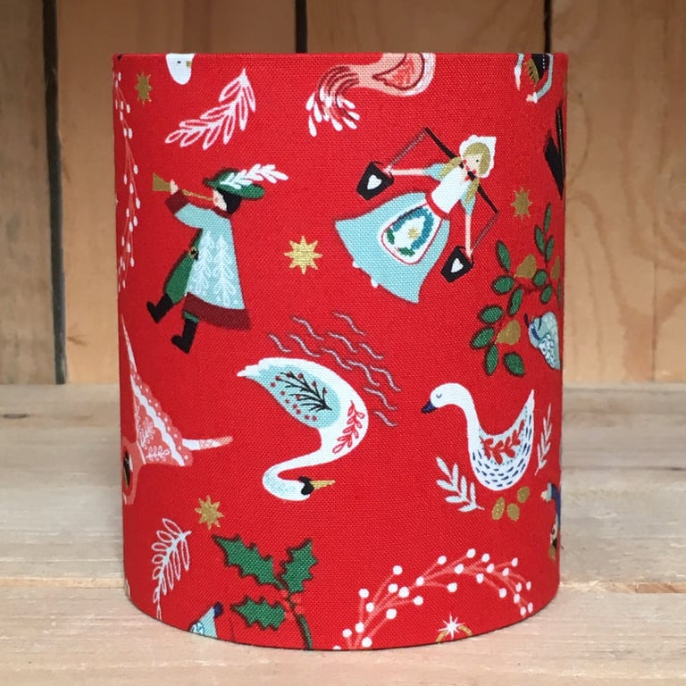 Handmade Twelve days of Christmas fabric Little Lantern with fairy lights