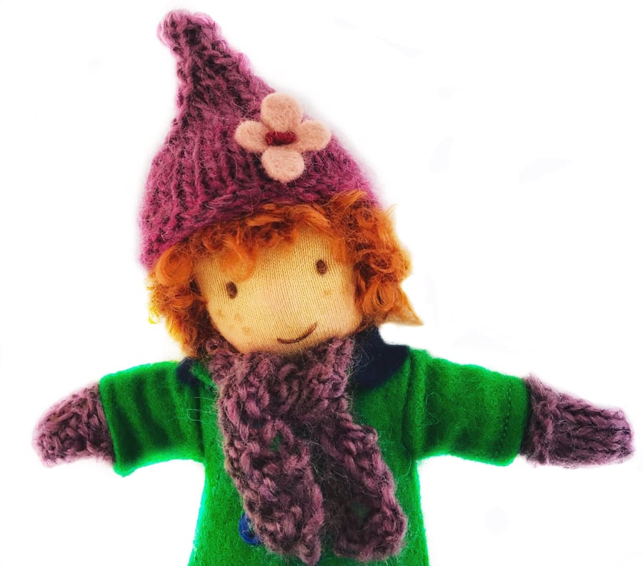 Little Hugs Pretty Pink Shaded Pixie Hat, Scarf and Mittens Set