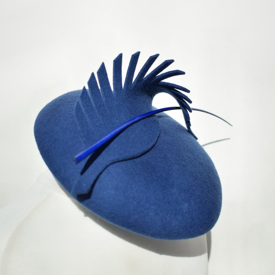 ARWEN Blue Felt Occasion Hat