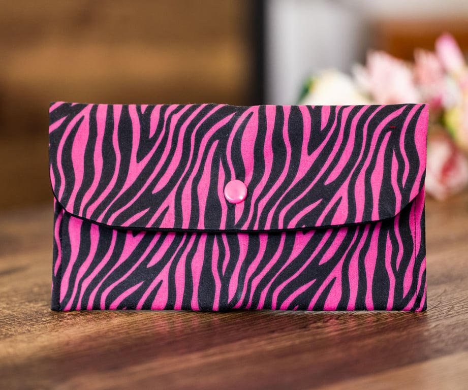 Handmade Coin Purse, Wallet Card Holder, Mini Wallet-Pink Abstract Design-CP51