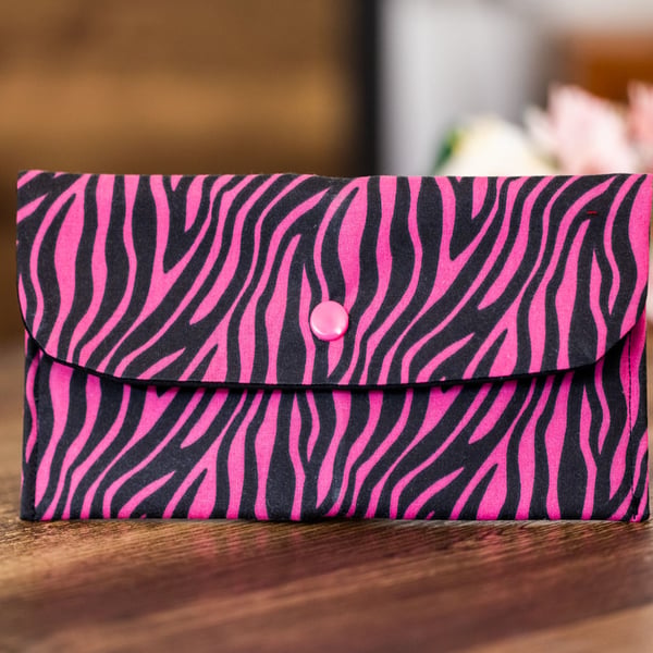 Handmade Coin Purse, Wallet Card Holder, Mini Wallet-Pink Abstract Design-CP51