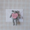 Small Pocket Grey Bear holding Note, I Miss You, Gift