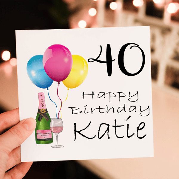 40th Birthday Card, Card for 40th Birthday, Birthday Card, Friend Birthday Card