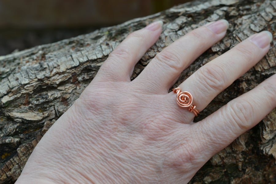 Copper Swirl Wire Wrapped Ring