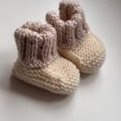 Knitted baby booties gift white beige unisex boy and girl 