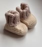 Knitted baby booties gift white beige unisex boy and girl 
