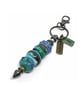 Handmade Lamp-work Glass Bead Bag Charm Keyring with added Charms Unique Gift 